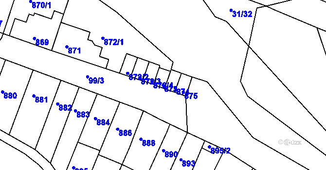 Parcela st. 873 v KÚ Bystrc, Katastrální mapa