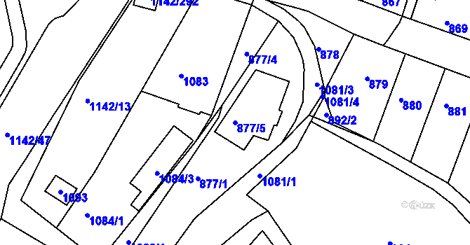 Parcela st. 877/5 v KÚ Bystrc, Katastrální mapa