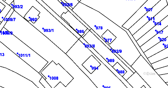 Parcela st. 892/8 v KÚ Bystrc, Katastrální mapa