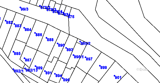 Parcela st. 895/2 v KÚ Bystrc, Katastrální mapa