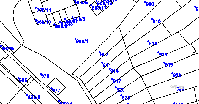 Parcela st. 907 v KÚ Bystrc, Katastrální mapa