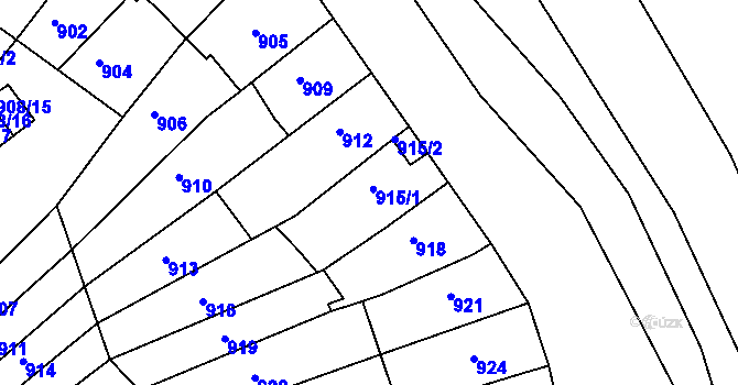 Parcela st. 915/1 v KÚ Bystrc, Katastrální mapa