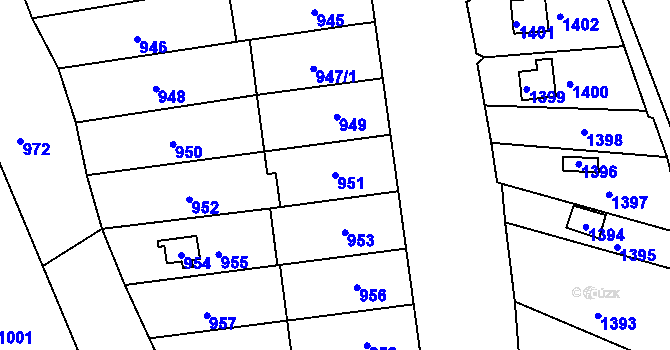 Parcela st. 951 v KÚ Bystrc, Katastrální mapa