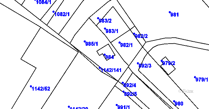 Parcela st. 984 v KÚ Bystrc, Katastrální mapa