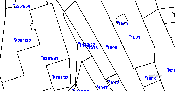 Parcela st. 1013 v KÚ Bystrc, Katastrální mapa