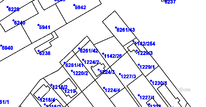 Parcela st. 1142/26 v KÚ Bystrc, Katastrální mapa