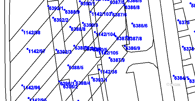 Parcela st. 1142/105 v KÚ Bystrc, Katastrální mapa