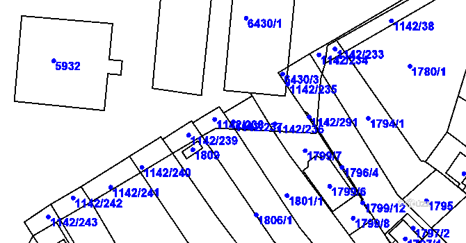 Parcela st. 1142/237 v KÚ Bystrc, Katastrální mapa