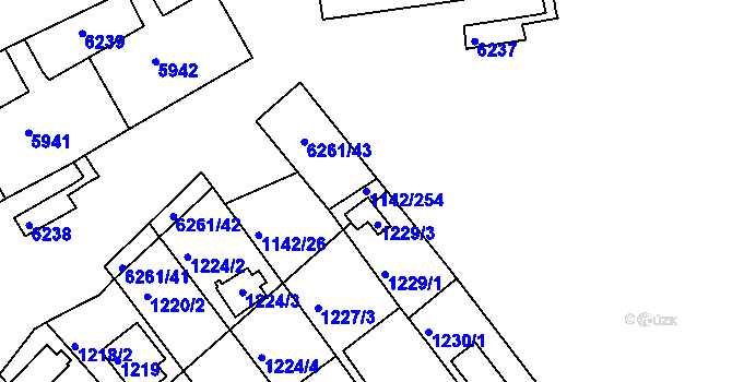 Parcela st. 1142/254 v KÚ Bystrc, Katastrální mapa