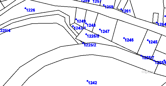 Parcela st. 1225/2 v KÚ Bystrc, Katastrální mapa