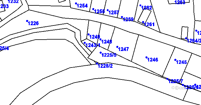 Parcela st. 1225/5 v KÚ Bystrc, Katastrální mapa