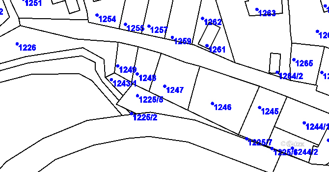 Parcela st. 1247 v KÚ Bystrc, Katastrální mapa