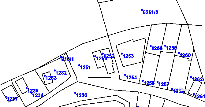 Parcela st. 1252 v KÚ Bystrc, Katastrální mapa