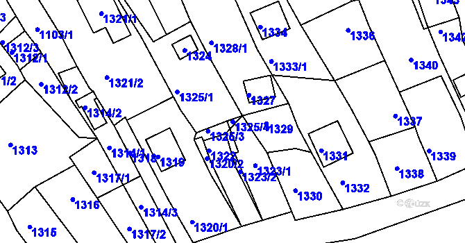Parcela st. 1325/4 v KÚ Bystrc, Katastrální mapa