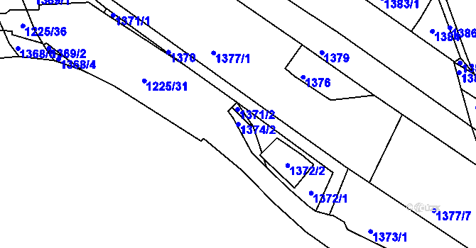 Parcela st. 1374/2 v KÚ Bystrc, Katastrální mapa