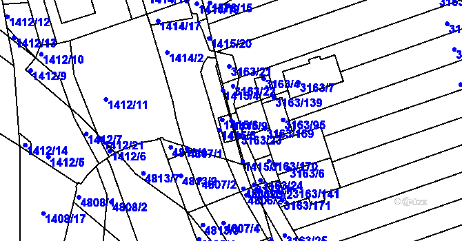 Parcela st. 1415/9 v KÚ Bystrc, Katastrální mapa