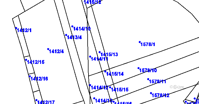 Parcela st. 1415/13 v KÚ Bystrc, Katastrální mapa