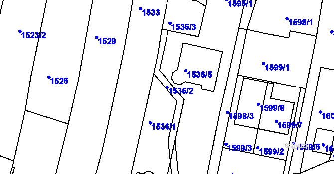 Parcela st. 1536/2 v KÚ Bystrc, Katastrální mapa