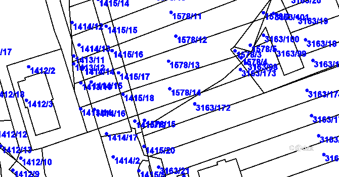 Parcela st. 1578/14 v KÚ Bystrc, Katastrální mapa