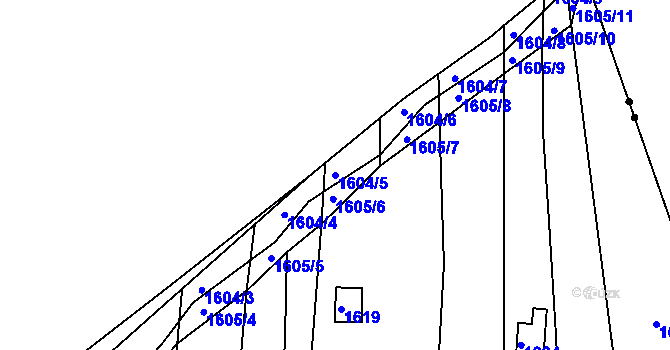 Parcela st. 1604/5 v KÚ Bystrc, Katastrální mapa