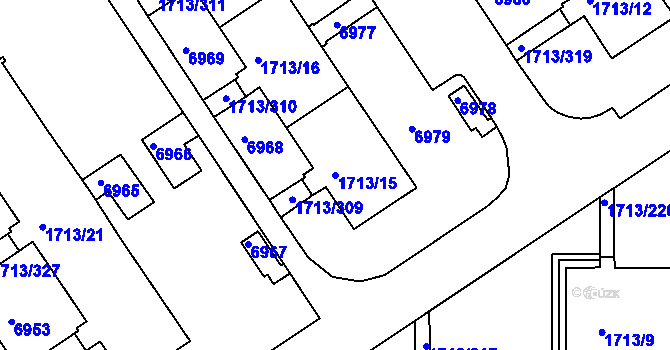 Parcela st. 1713/15 v KÚ Bystrc, Katastrální mapa