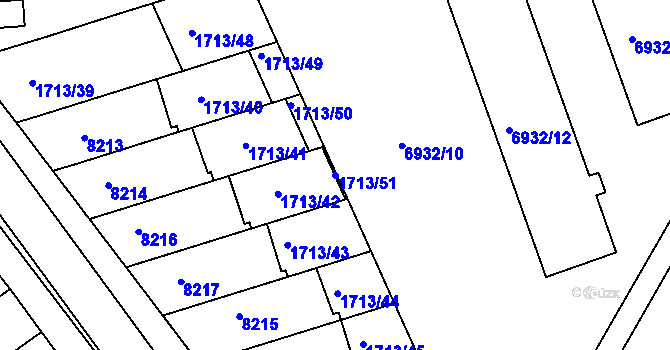 Parcela st. 1713/51 v KÚ Bystrc, Katastrální mapa