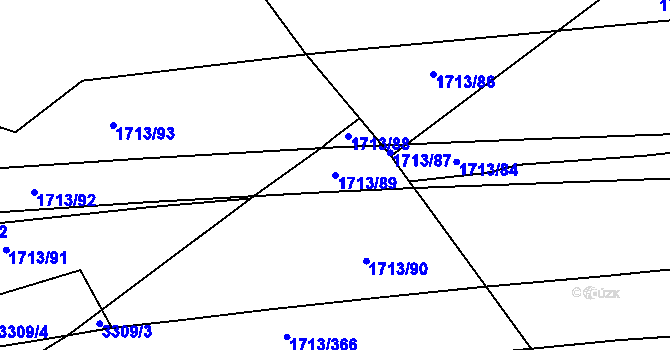 Parcela st. 1713/89 v KÚ Bystrc, Katastrální mapa