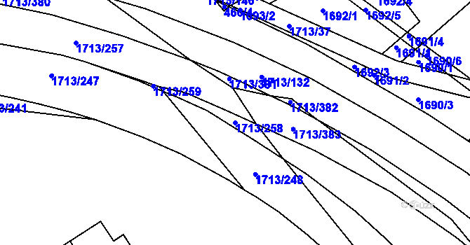 Parcela st. 1713/258 v KÚ Bystrc, Katastrální mapa