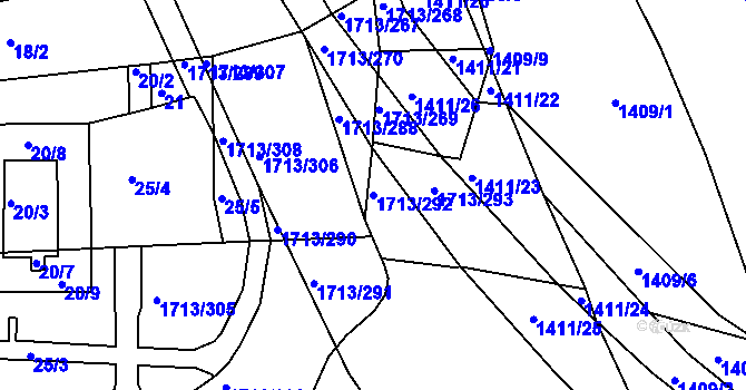 Parcela st. 1713/292 v KÚ Bystrc, Katastrální mapa