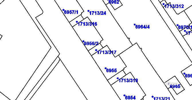Parcela st. 1713/317 v KÚ Bystrc, Katastrální mapa