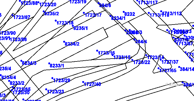 Parcela st. 1723/16 v KÚ Bystrc, Katastrální mapa