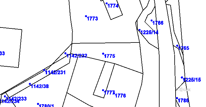 Parcela st. 1775 v KÚ Bystrc, Katastrální mapa
