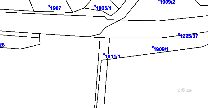 Parcela st. 1911/1 v KÚ Bystrc, Katastrální mapa