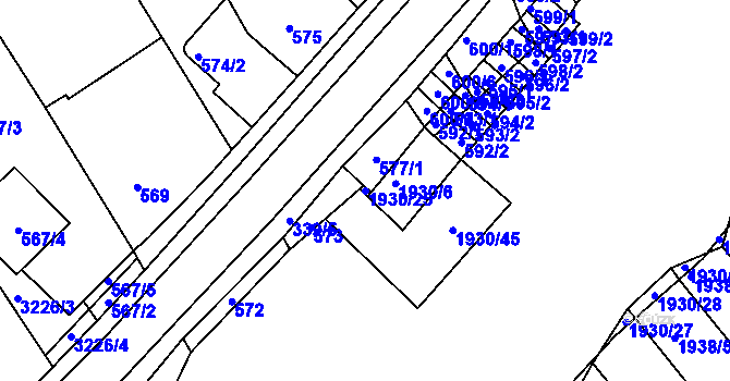 Parcela st. 1930/25 v KÚ Bystrc, Katastrální mapa