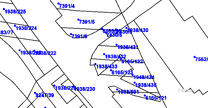 Parcela st. 1938/432 v KÚ Bystrc, Katastrální mapa