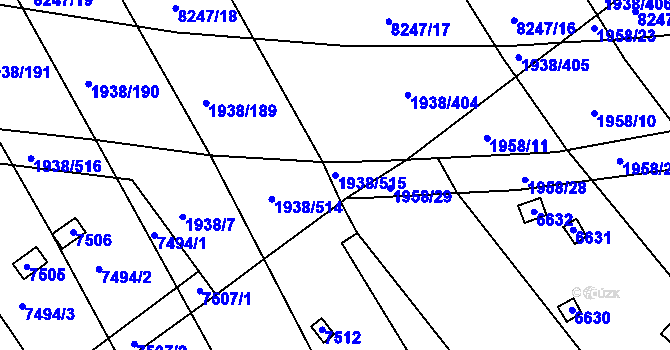 Parcela st. 1938/515 v KÚ Bystrc, Katastrální mapa