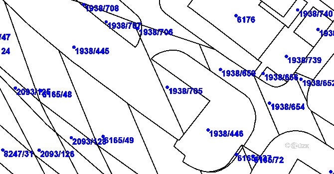Parcela st. 1938/705 v KÚ Bystrc, Katastrální mapa