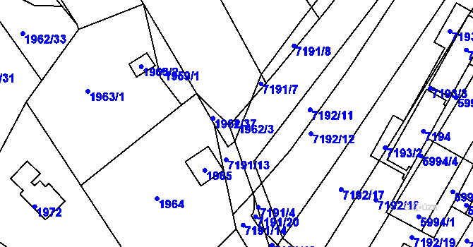 Parcela st. 1962/3 v KÚ Bystrc, Katastrální mapa