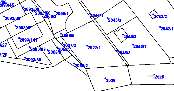 Parcela st. 2027/1 v KÚ Bystrc, Katastrální mapa