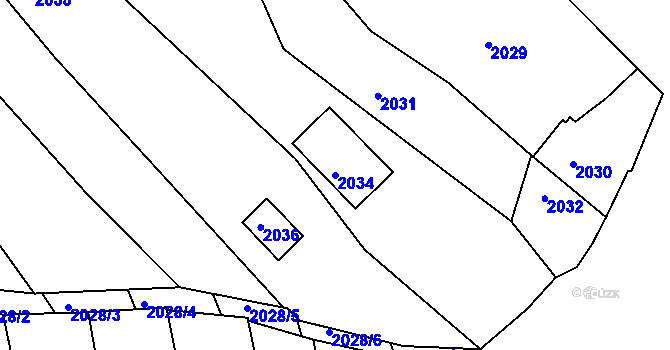 Parcela st. 2034 v KÚ Bystrc, Katastrální mapa