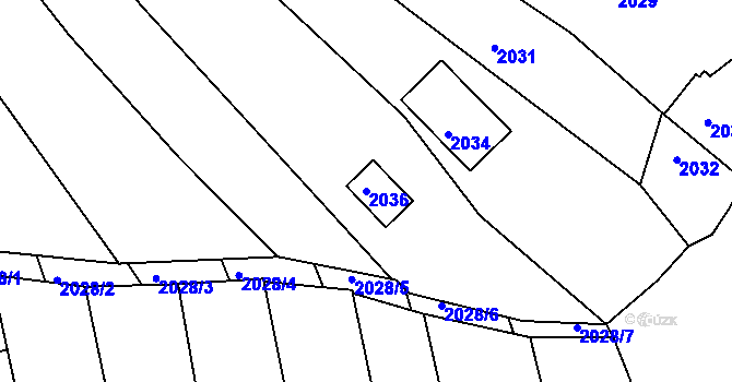 Parcela st. 2036 v KÚ Bystrc, Katastrální mapa