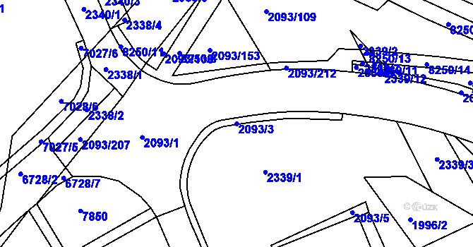Parcela st. 2093/3 v KÚ Bystrc, Katastrální mapa