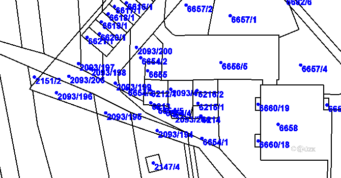 Parcela st. 2093/4 v KÚ Bystrc, Katastrální mapa