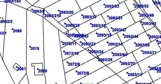 Parcela st. 2093/23 v KÚ Bystrc, Katastrální mapa