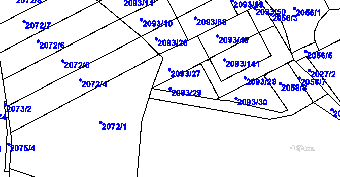 Parcela st. 2093/29 v KÚ Bystrc, Katastrální mapa