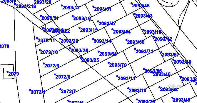 Parcela st. 2093/64 v KÚ Bystrc, Katastrální mapa