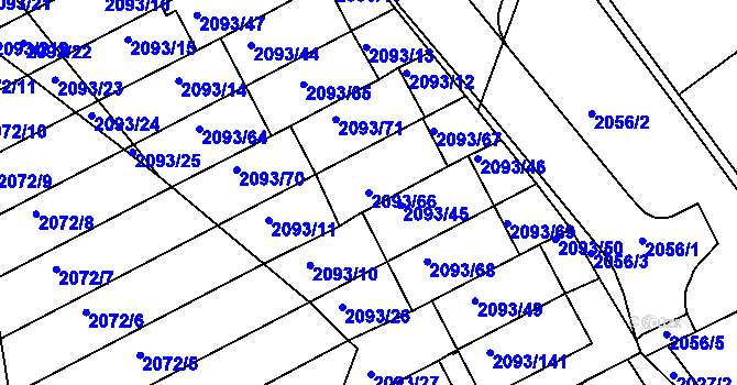 Parcela st. 2093/66 v KÚ Bystrc, Katastrální mapa