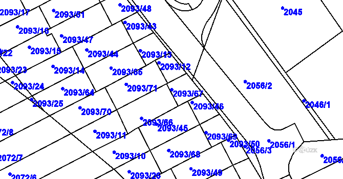 Parcela st. 2093/67 v KÚ Bystrc, Katastrální mapa