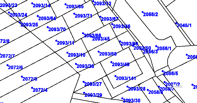 Parcela st. 2093/68 v KÚ Bystrc, Katastrální mapa