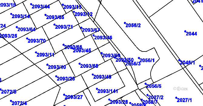 Parcela st. 2093/69 v KÚ Bystrc, Katastrální mapa